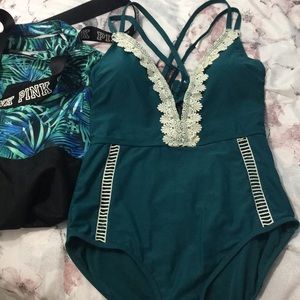 One piece open back swim suit